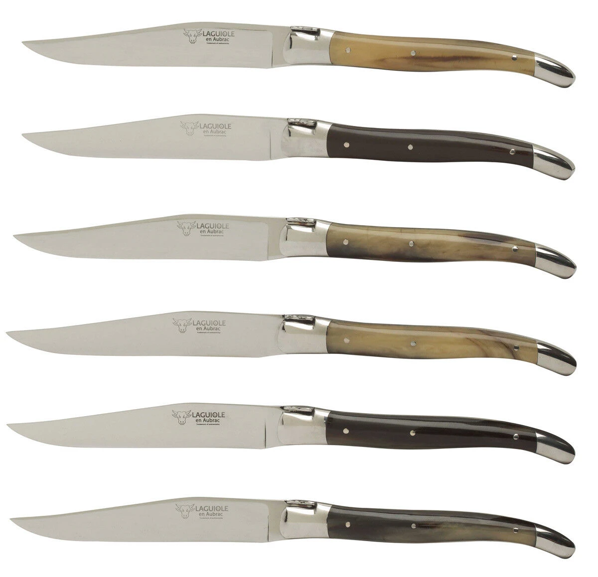 Laguiole en Aubrac steakmes 11,5 cm geperst hoorn bruin 6 stuks Laguiole En Aubrac Steakmes 11,5 Cm Geperst Hoorn Bruin 6 Stuks -Servieswinkel 3254 58000 1