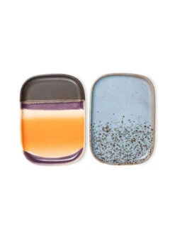 HK Living 70's ACE7121 Kleine Schalenset 14,5 X 10,5 Cm Aardewerk 2-delig -Servieswinkel hkliving schaal ceramic 70s small trays aries set 1