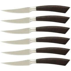 Saladini Steakmes 10 Cm Wengéhout 6 Stuks